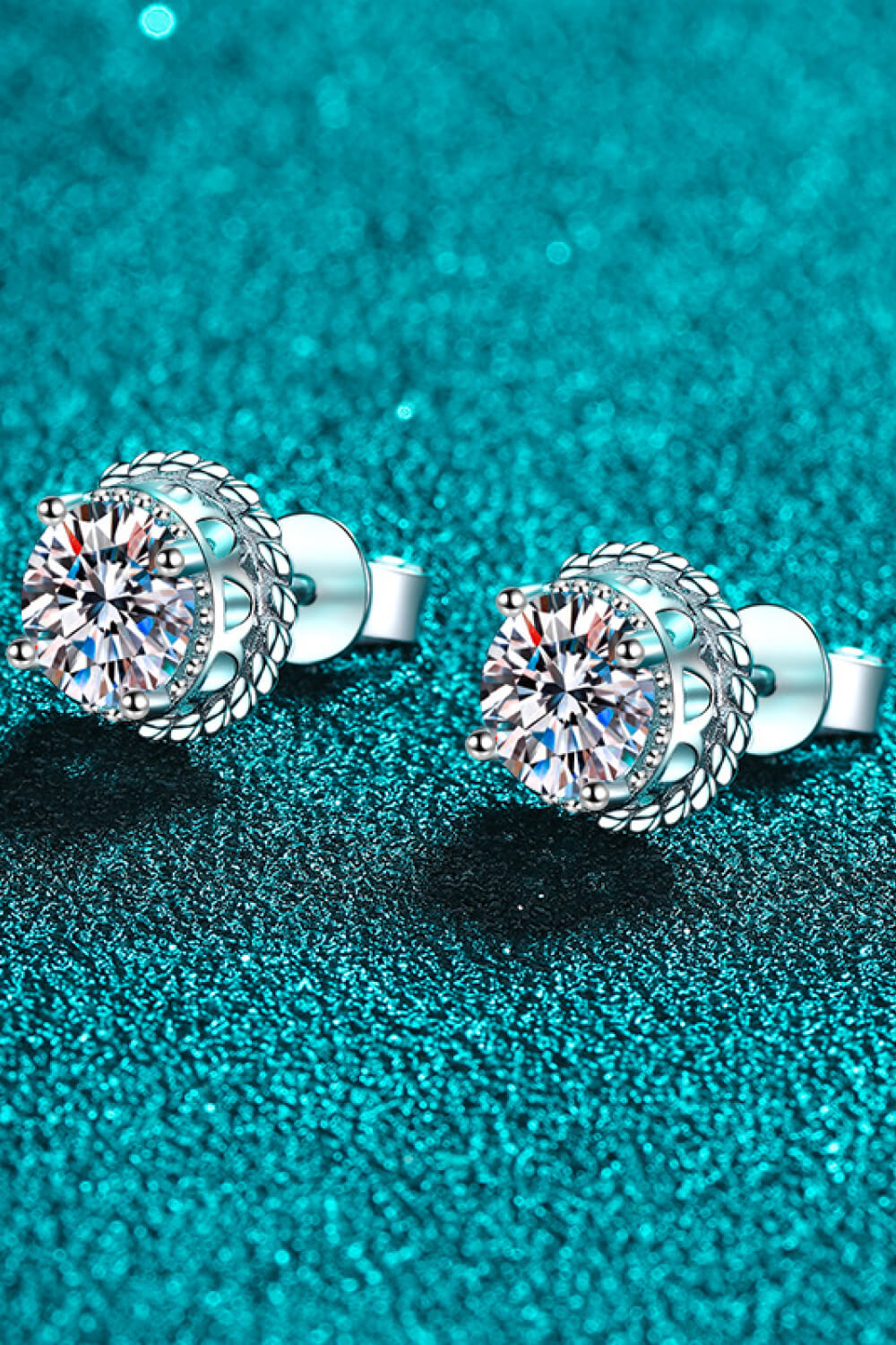 Moonlit Melody Moissanite Round Stud Earrings