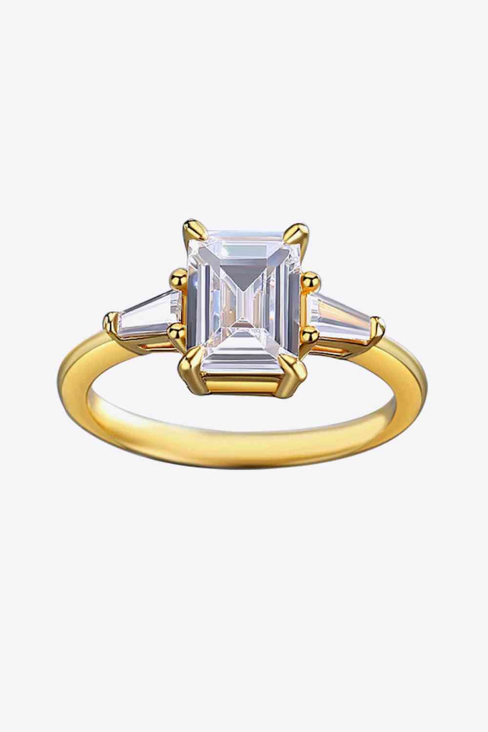 Heavenly Hues 2 Carat 18K Moissanite Rectangle Ring