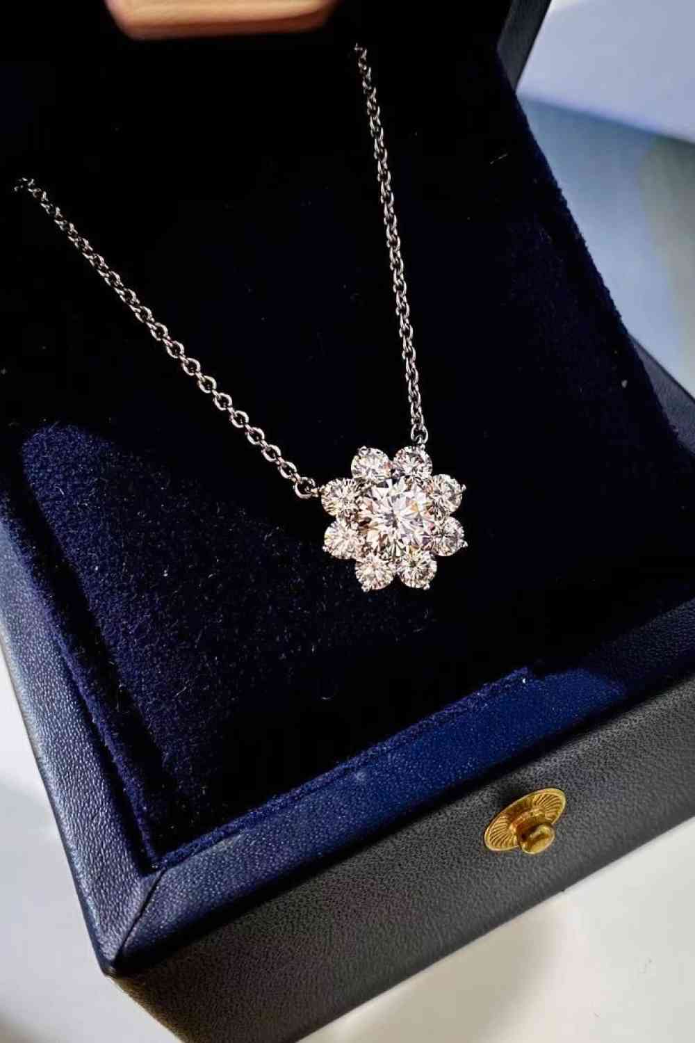 Enchanted Twilight 1 Carat Moissanite Floral Dainty Pendant Necklace