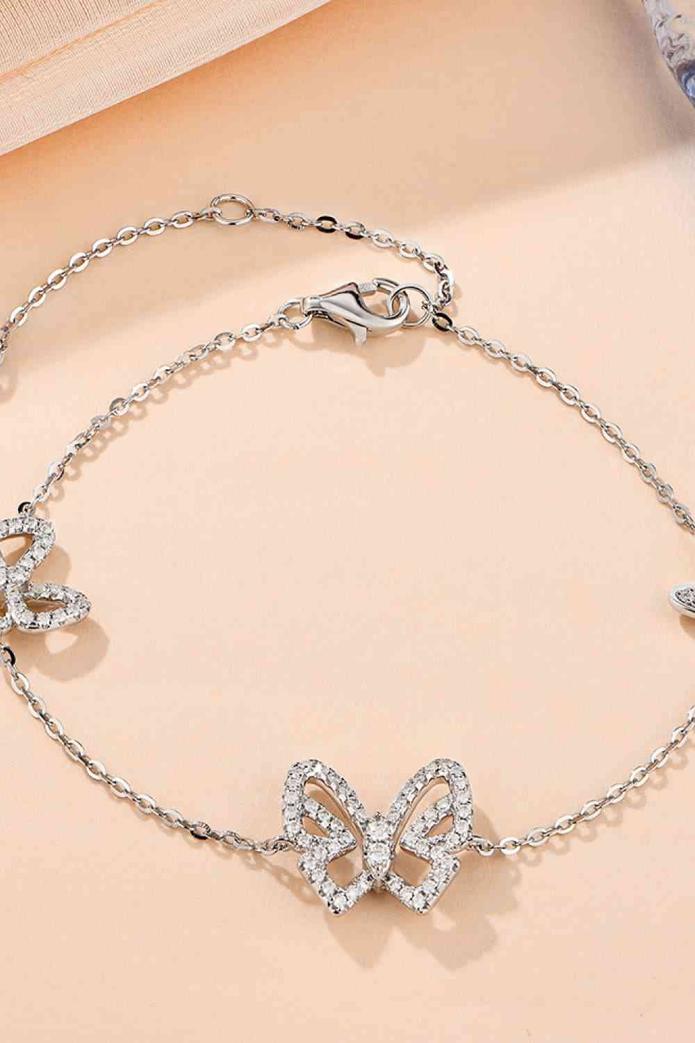 Radiant Harmony Dainty Moissanite Butterfly Shape Bracelet