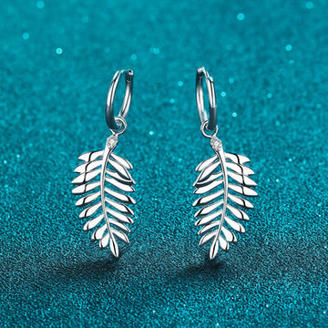 Ethereal Charm Moissanite Leaf Earrings