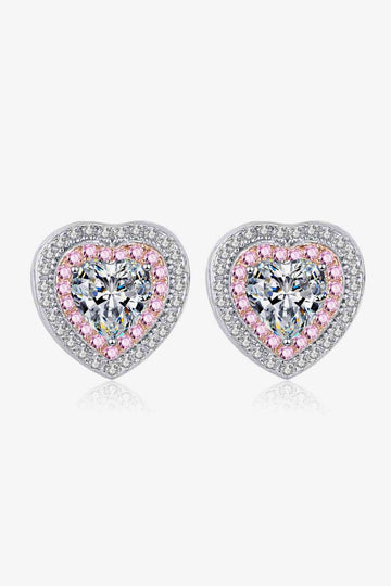 Luminescent Love Moissanite Heart-Shaped Stud Earrings