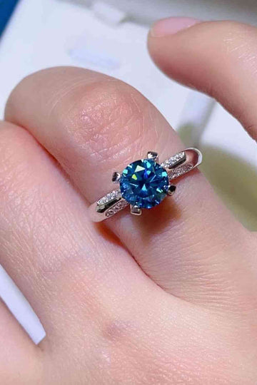 Twilight Symphony 1 Carat Sky Blue Moissanite Ring