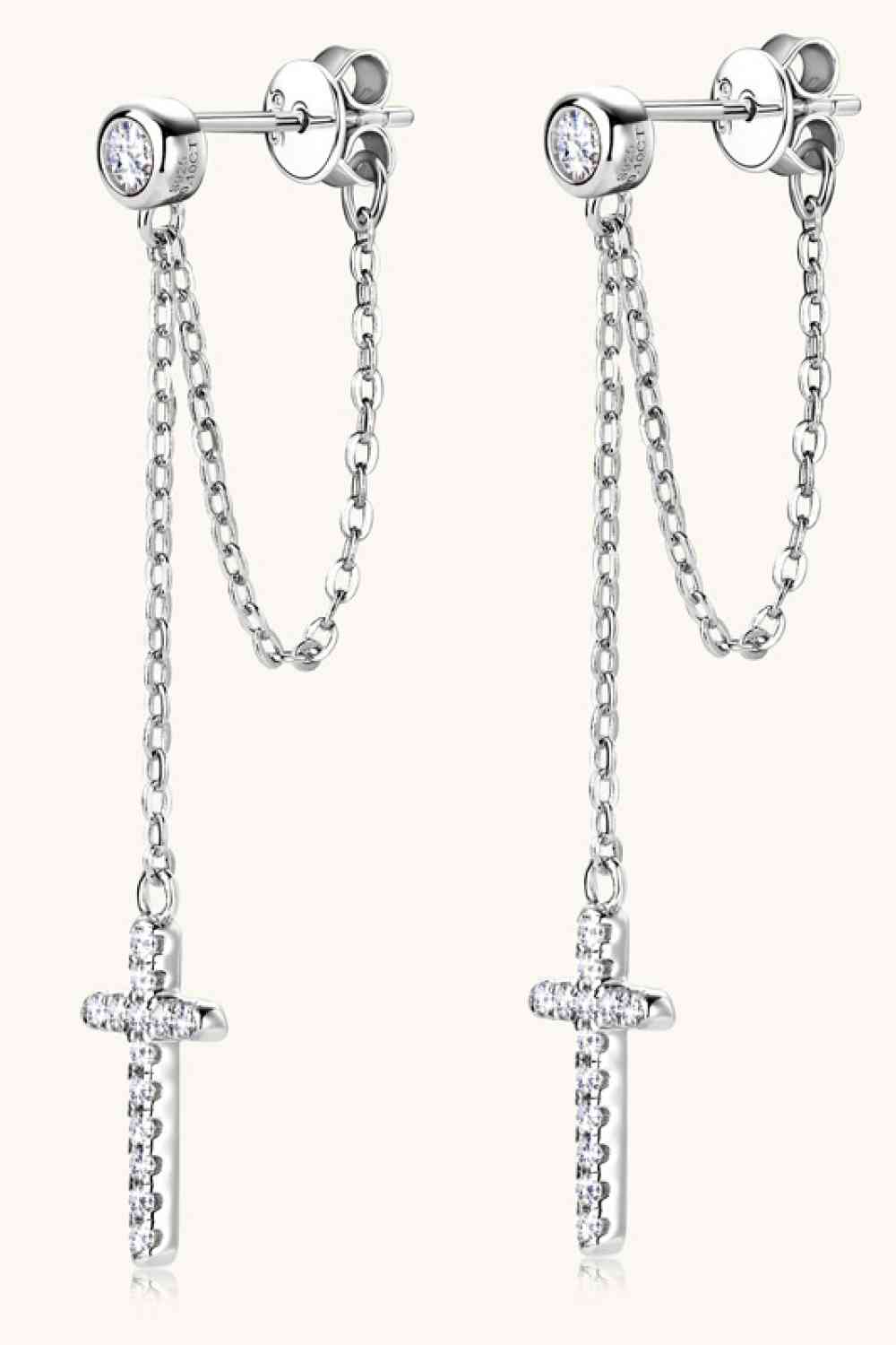 Heavenly Horizon Moissanite Cross Earrings