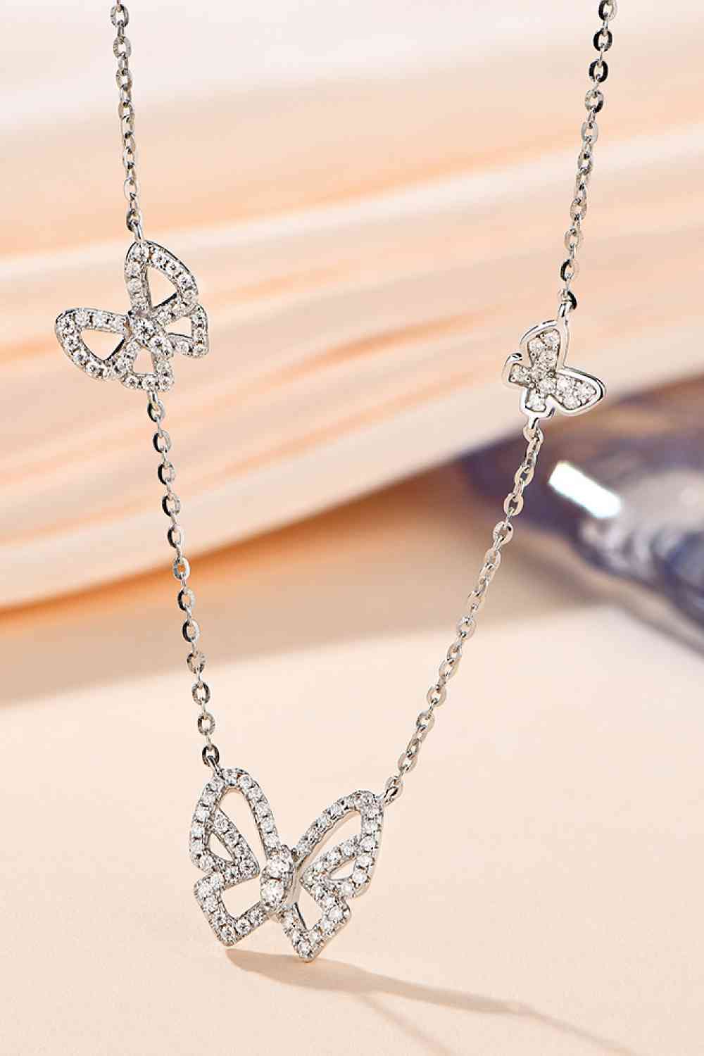 Radiant Harmony Dainty Moissanite Butterfly Shape Necklace