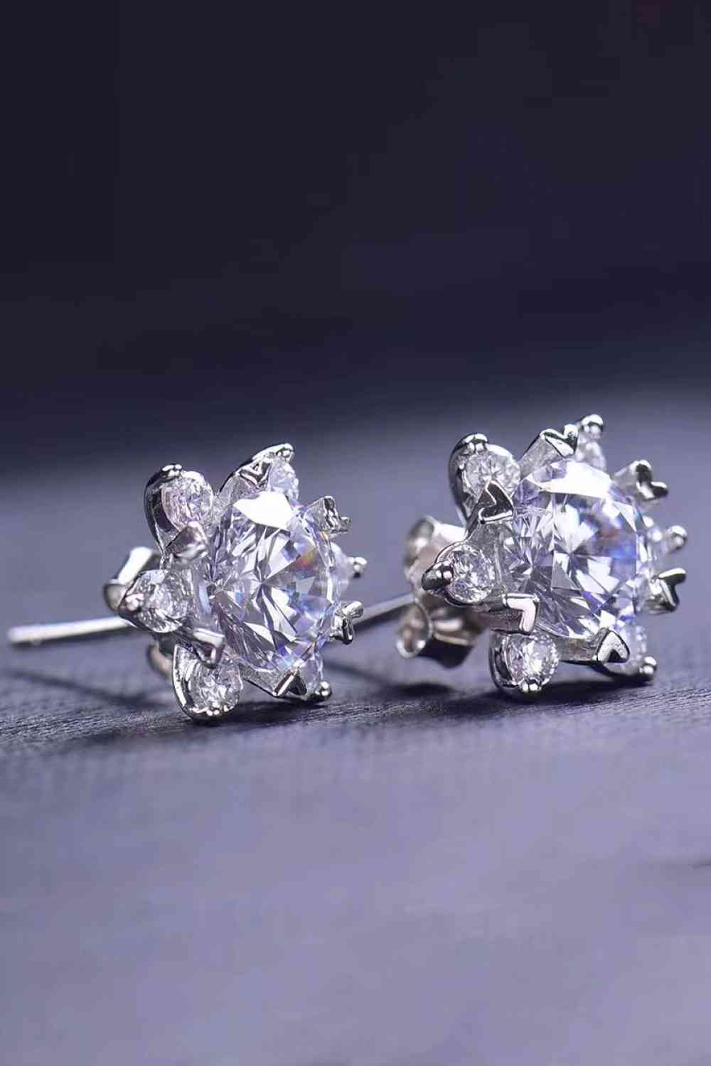 Celestial Grace 2 Carat Moissanite Floral Stud Earrings