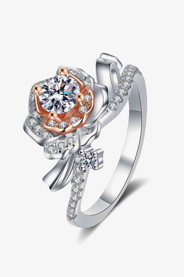 Celestial Serenade Rose-Shaped Moissanite Ring