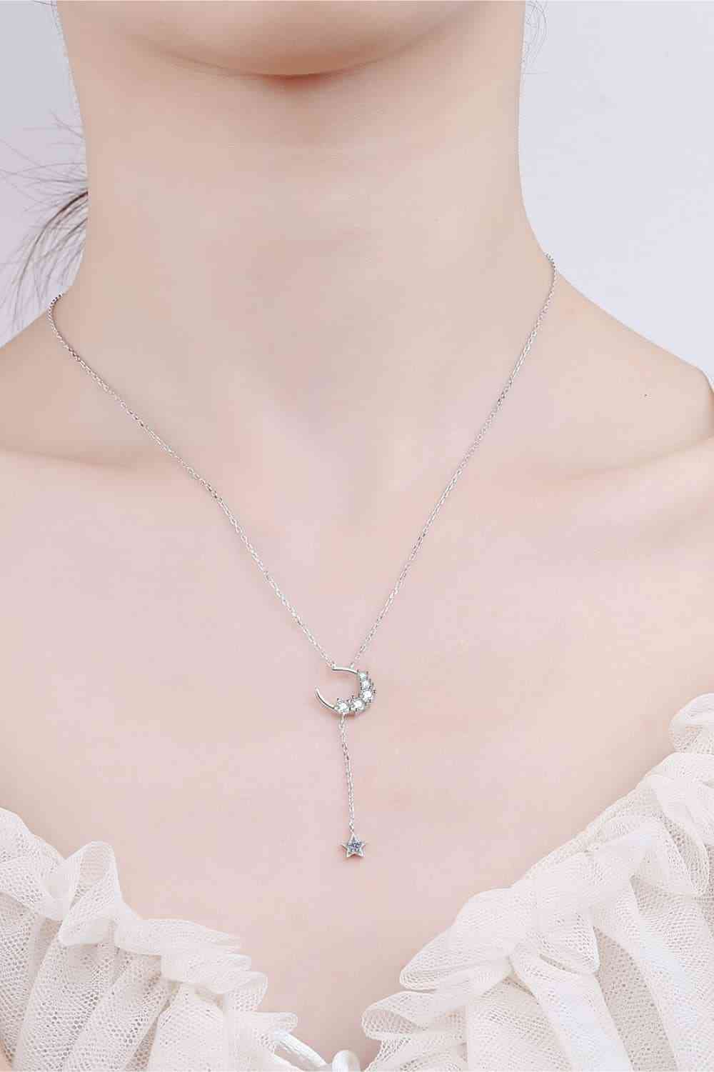 Brilliant Twilight Star & Moon Moissanite Necklace