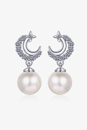 Radiant Elegance Moissanite Pearl Drop Earrings