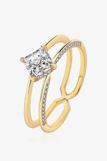 Whispering Dreams Moissanite 18K Gold Double-Layered Ring