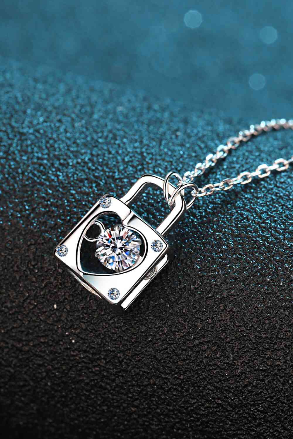 Twilight Treasures Adored Moissanite Lock Pendant Necklace