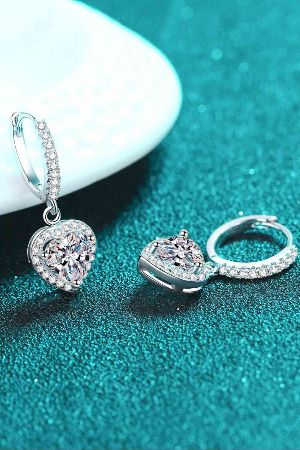 Luminous Love Moissanite Heart-Shaped Drop Earrings