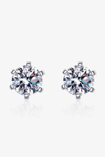 Serene Solitaire 1 Carat Moissanite Stud Earrings