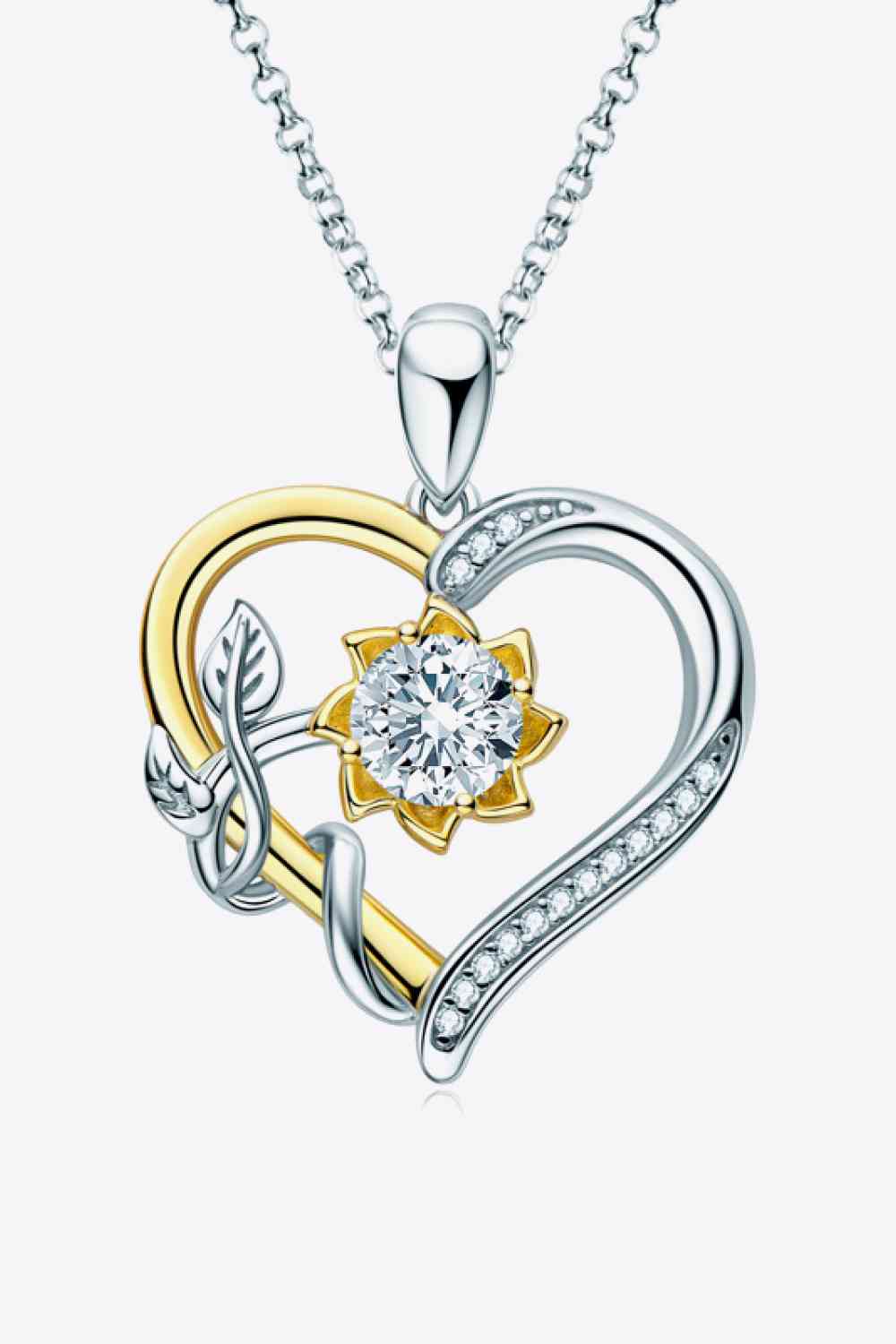 Twilight Tranquility Two-Tone 1 Carat Moissanite Heart Pendant Necklace