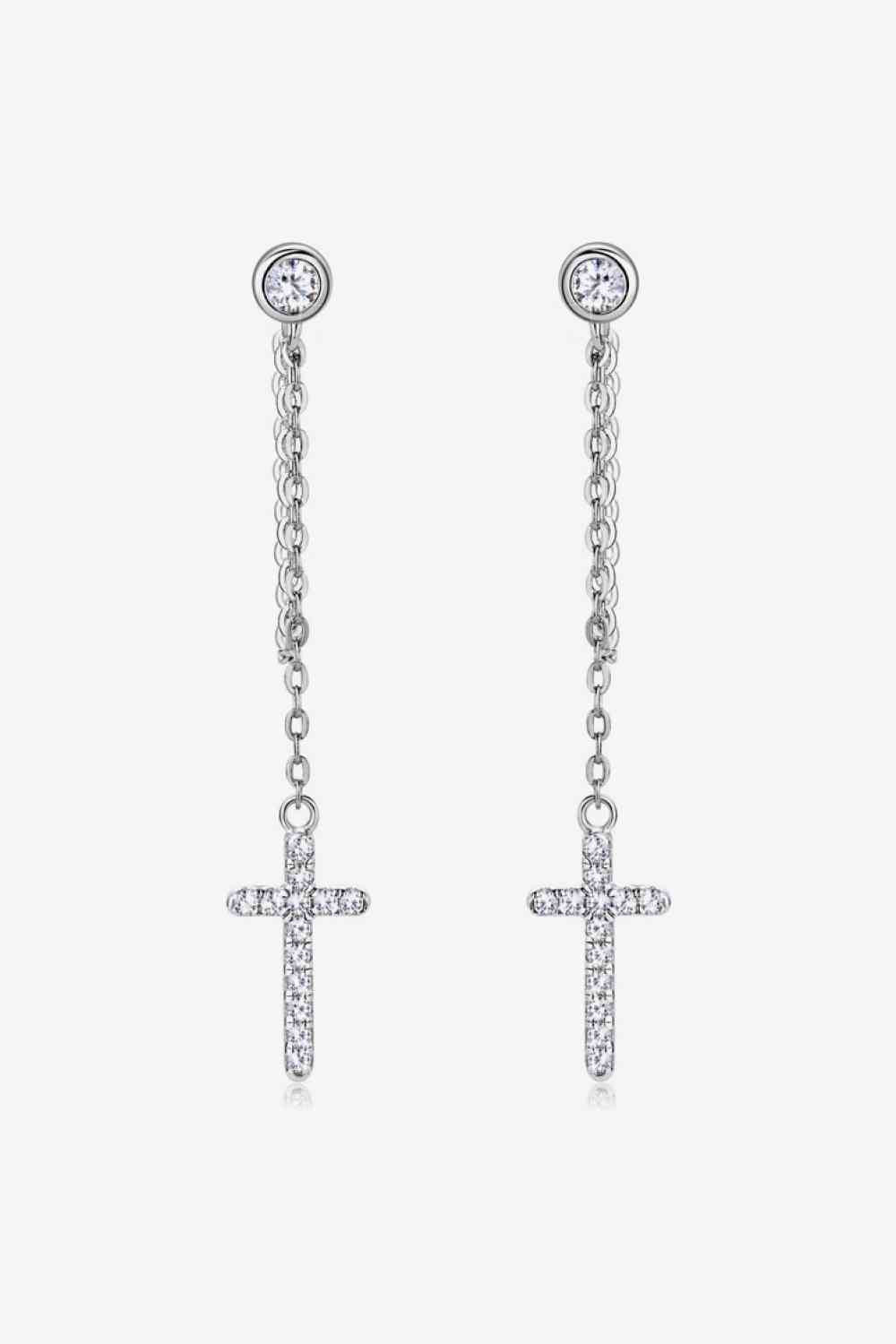 Heavenly Horizon Moissanite Cross Earrings