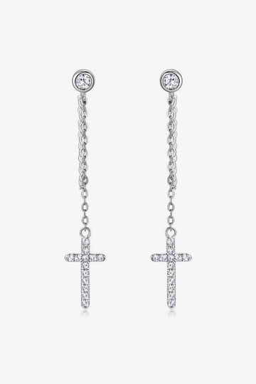 Heavenly Horizon Moissanite Cross Earrings