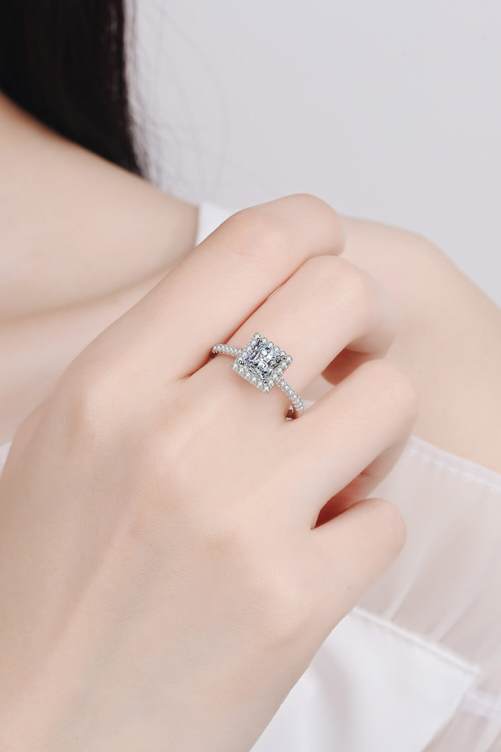 Ethereal Elegance Square Moissanite Ring