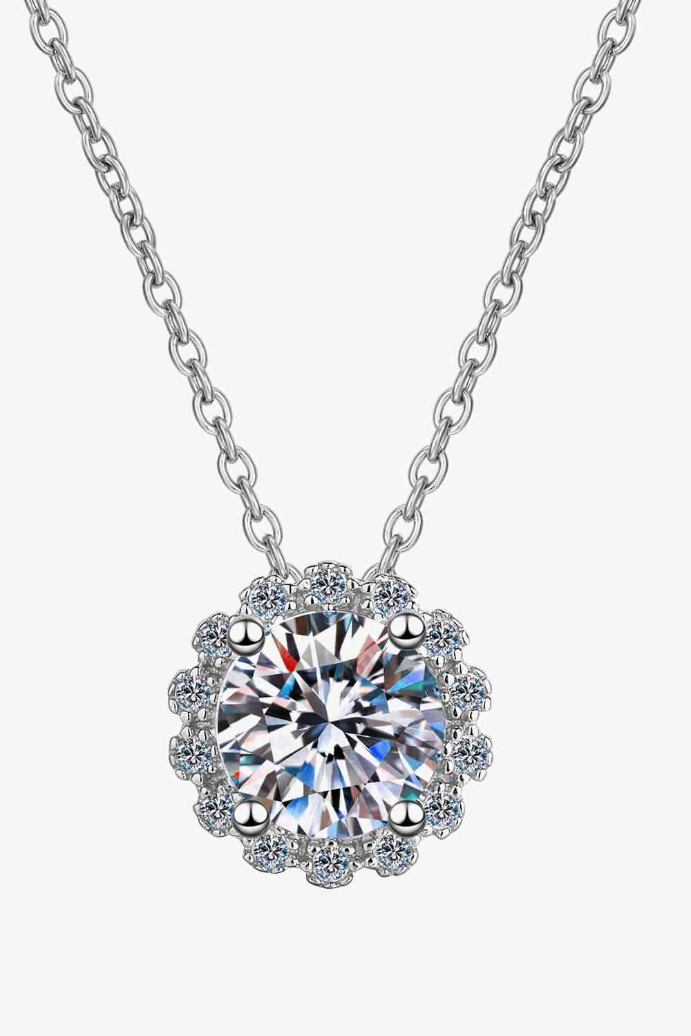 Enchanted Eternity Flower-Shaped Dainty Moissanite Pendant Necklace