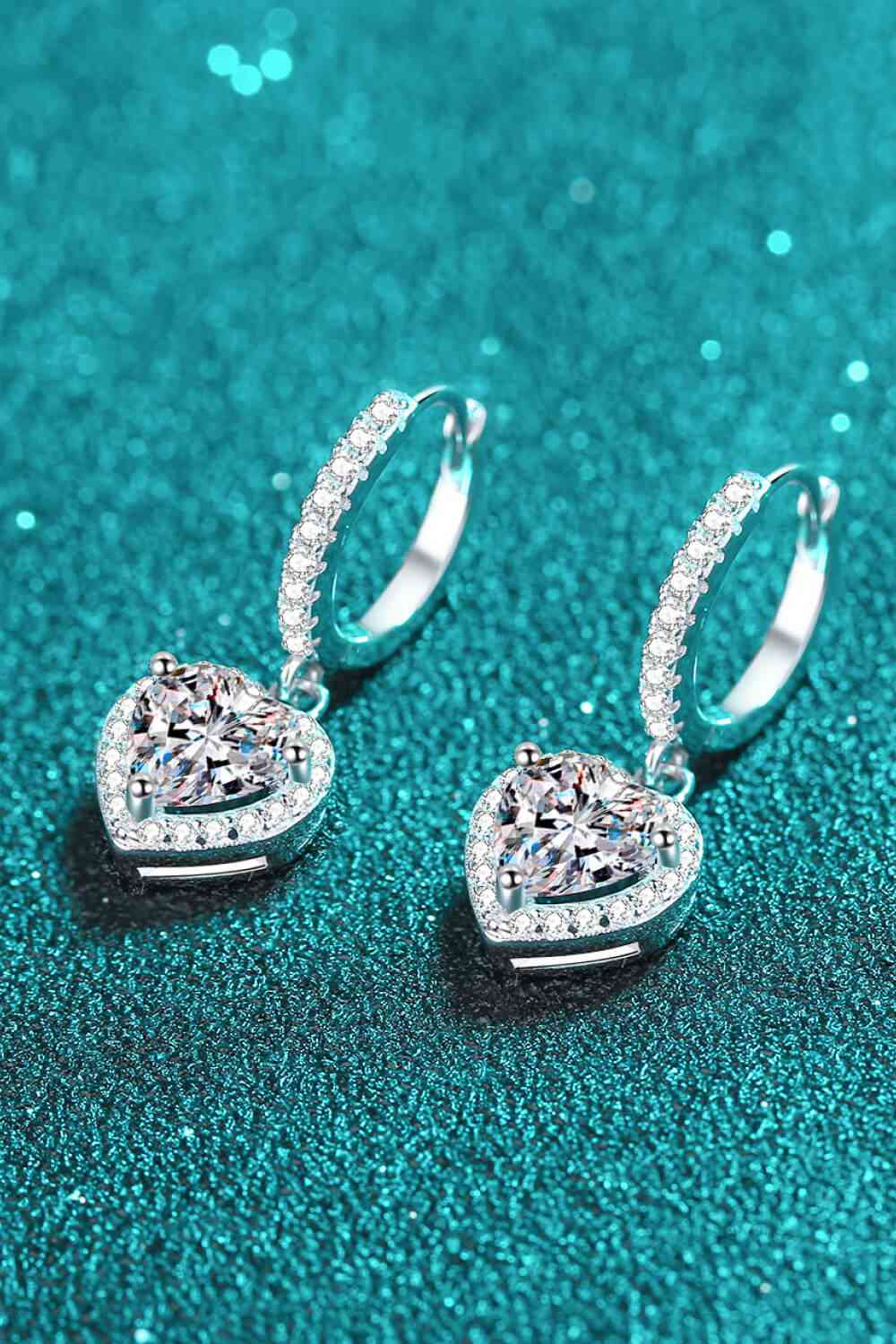 Luminous Love Moissanite Heart-Shaped Drop Earrings