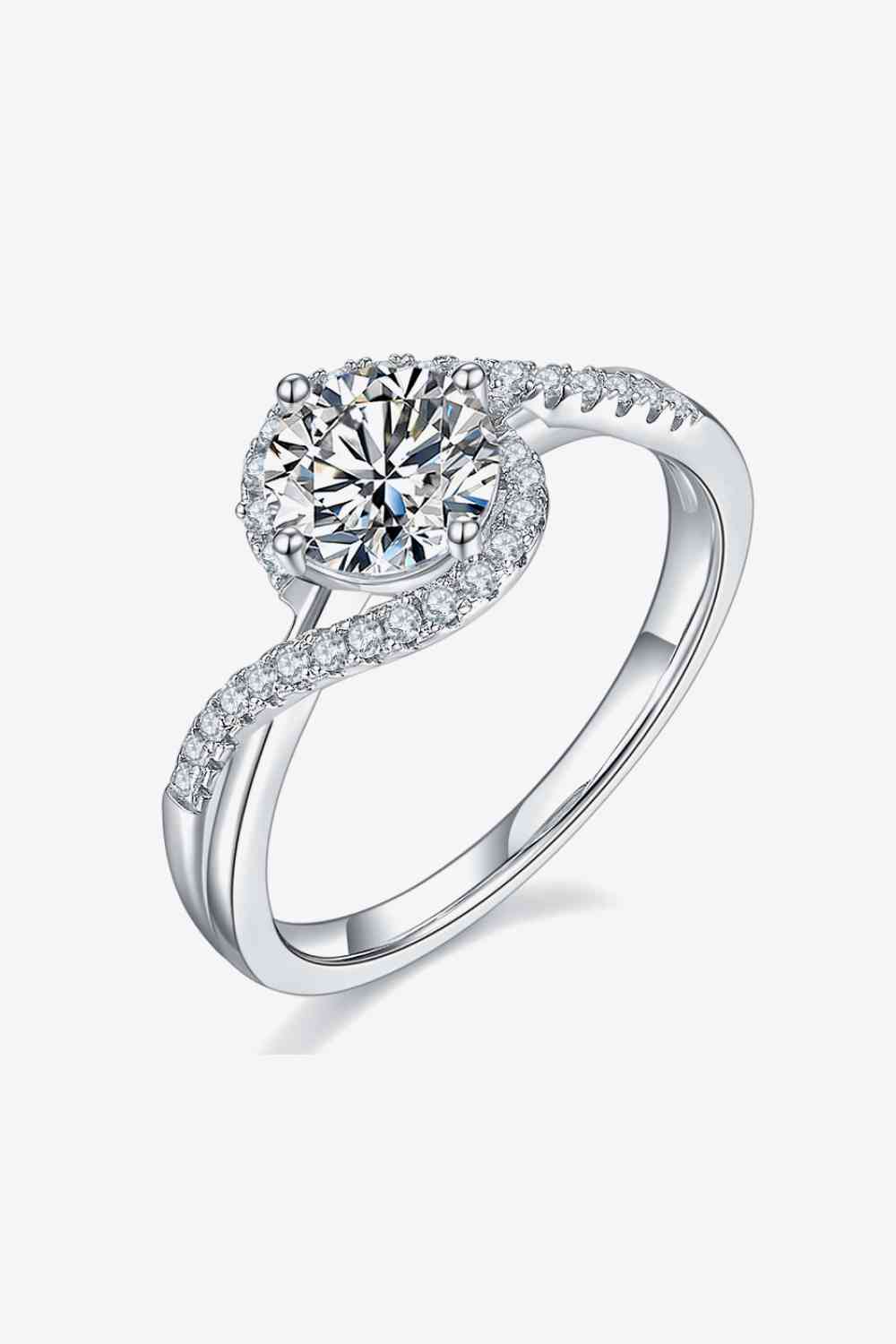 Enigmatic Embrace 1 Carat Moissanite Platinum Crisscross Ring