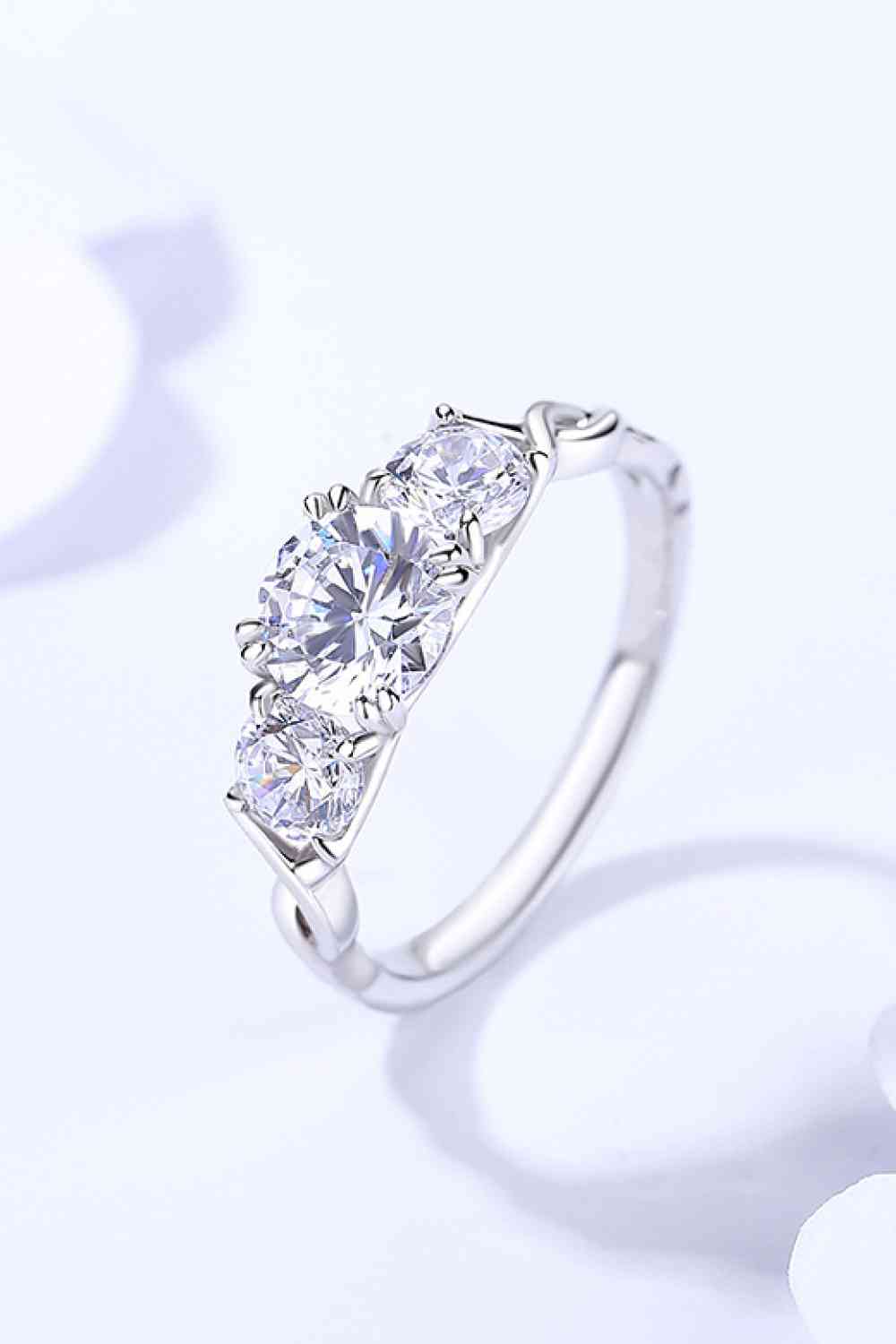 Whispering Winds 3 Stone 1 Carat Moissanite Lab Diamond Ring